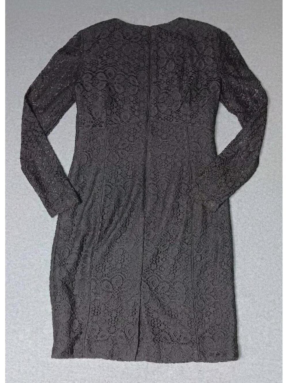 Antonio Melani Lace Overlay Body Con Dress Womens Size 6 Dark Gray Long... - Picture 8 of 11